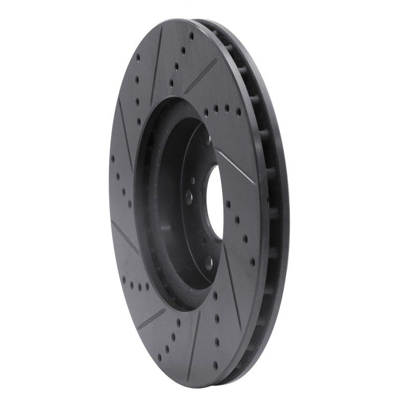 Acura TL Brake Rotor (1) - Front Right - R1 Concepts - Drilled & Slotted - Black - `04-`08